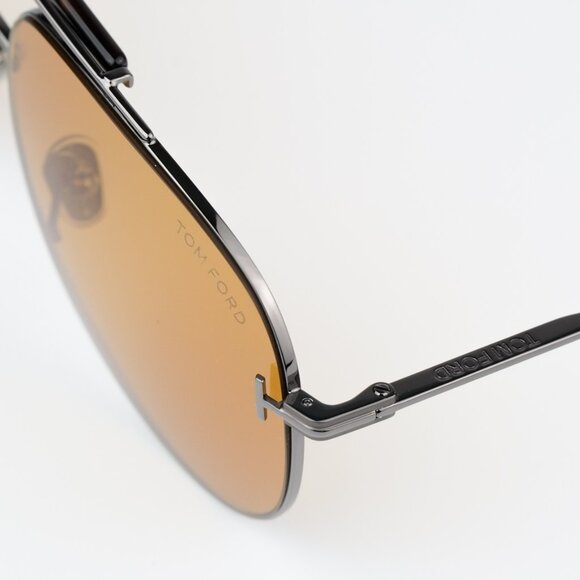 NEW Tom Ford FT1018/S 08E BRADY Anthracite Silver Brown Pilot Unisex Sunglasses - Picture 7 of 11